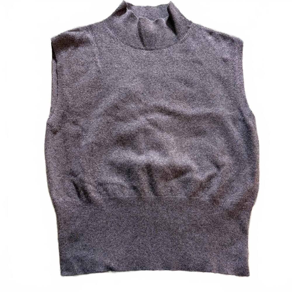 MINT VELVET SZ S Heather Brown Sleeveless Mock Turtleneck Sweater‎ Vest Preppy